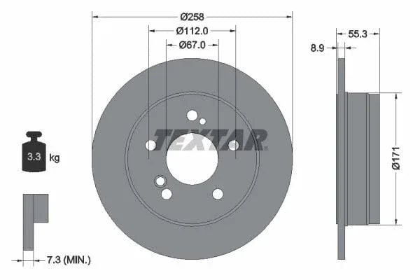 Textar Rear Brake Disc Pro Solid 92032003 258mm - image 3