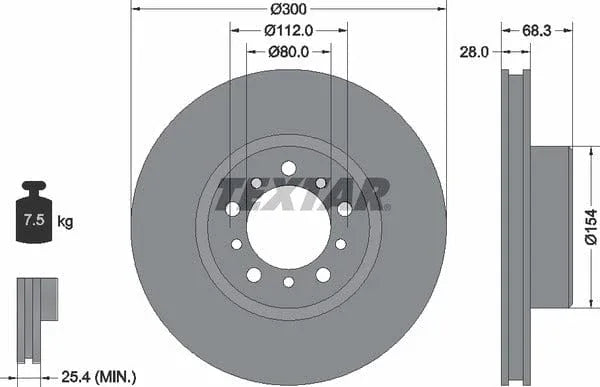 Textar Front Brake Disc Vented 92032500 300mm - image 4