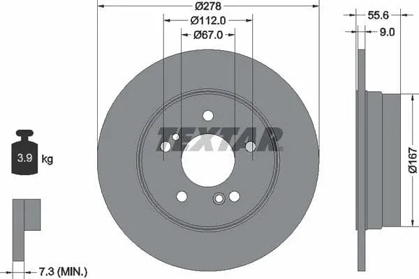 Textar Rear Brake Disc Pro Solid 92032703 278mm - image 4