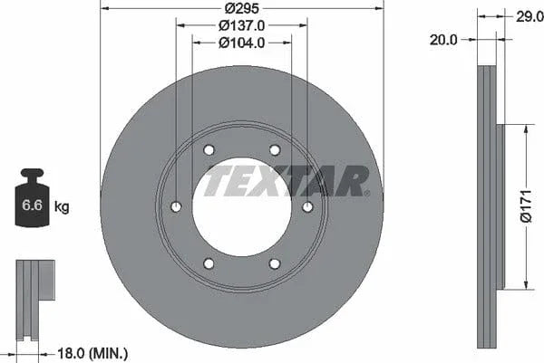 Textar Front Brake Disc Vented 92035600 295mm - image 4
