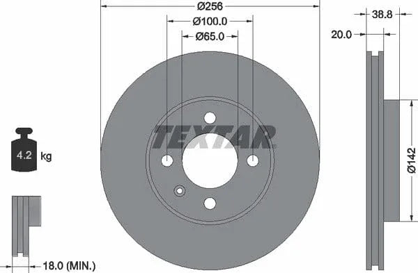 Textar Front Coated Brake Disc Pro Vented 92036803 256mm - image 4
