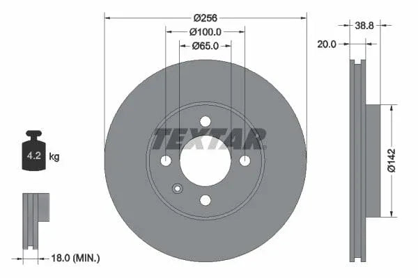Textar Front Coated Brake Disc Pro Vented 92036803 256mm - image 3