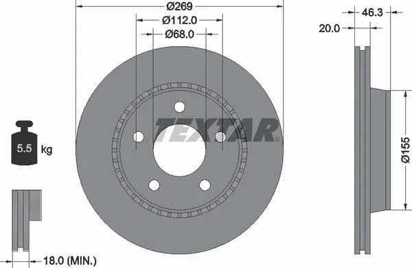 Textar Rear Brake Disc Vented 92037100 269mm - image 4