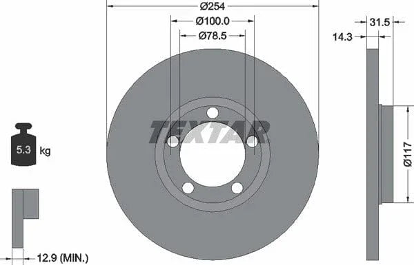 Textar Front Brake Disc Solid 92037900 254mm - image 4
