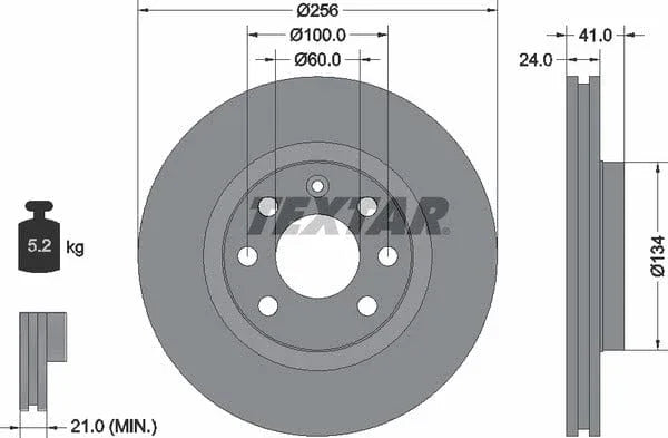 Textar Front Coated Brake Disc Pro Vented 92039203 256mm - image 4