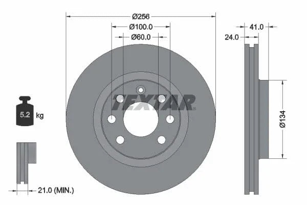 Textar Front Coated Brake Disc Pro Vented 92039203 256mm - image 3