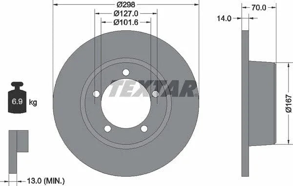 Textar Front Brake Disc Solid 92040600 298mm - image 4