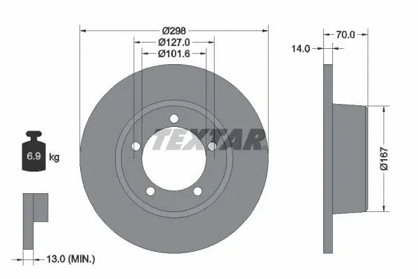 Textar Front Brake Disc Solid 92040600 298mm - image 3