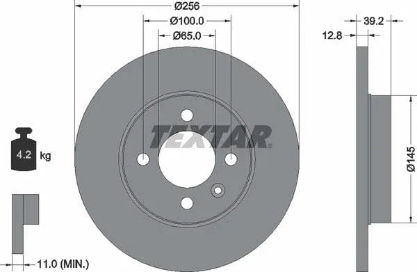 Textar Front Coated Brake Disc Pro Solid 92041703 256mm - image 4