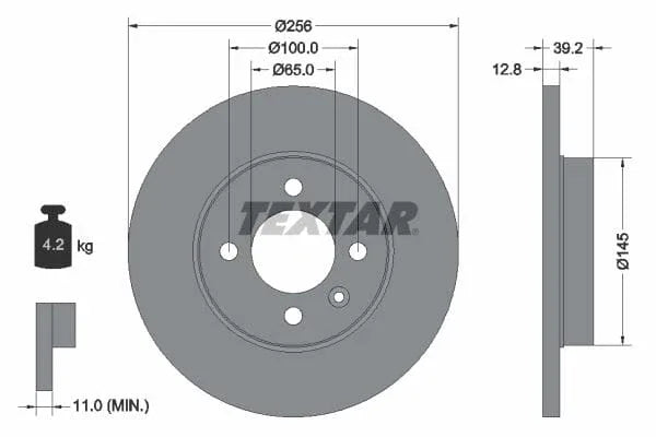 Textar Front Coated Brake Disc Pro Solid 92041703 256mm - image 3