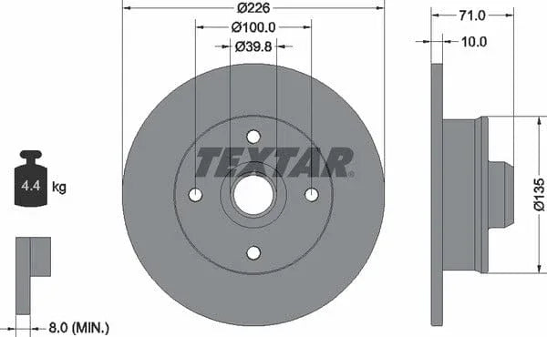 Textar Rear Brake Disc Pro Solid 92041803 226mm - image 4