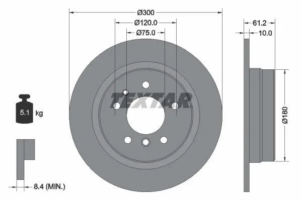Textar Rear Brake Disc Pro Solid 92042303 300mm - image 3