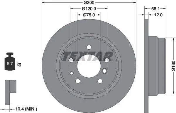 Textar Rear Brake Disc Solid 92042500 300mm - image 4