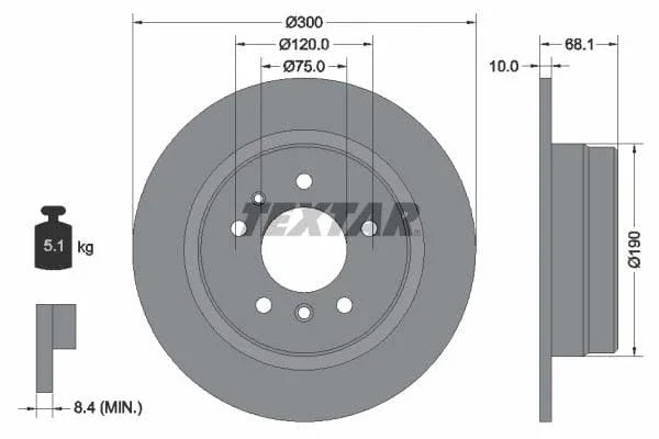 Textar Rear Brake Disc Solid 92042600 300mm - image 3