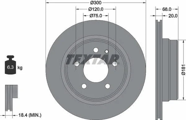 Textar Rear Brake Disc Vented 92042700 300mm - image 4