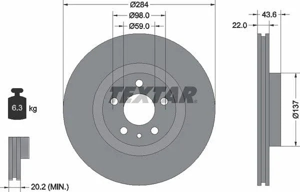 Textar Front Coated Brake Disc Pro Vented 92046803 284mm - image 4