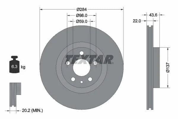 Textar Front Coated Brake Disc Pro Vented 92046803 284mm - image 3