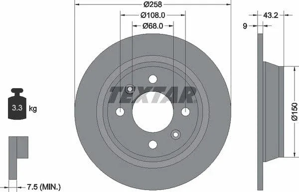 Textar Rear Brake Disc Solid 92048500 258mm - image 4