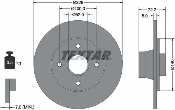 Textar Rear Brake Disc Solid 92049200 238mm - image 4