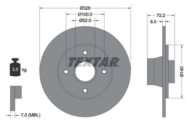 Textar Rear Brake Disc Solid 92049200 238mm - image 3