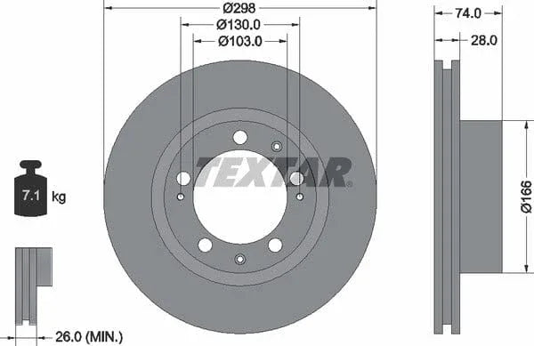 Textar Front Brake Disc Vented 92052300 298mm - image 4