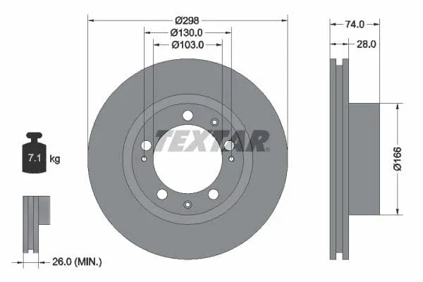 Textar Front Brake Disc Vented 92052300 298mm - image 3