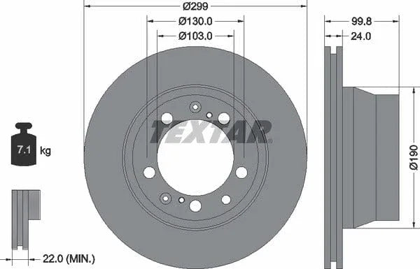 Textar Rear Brake Disc Vented 92052400 299mm - image 4