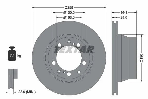 Textar Rear Brake Disc Vented 92052400 299mm - image 3