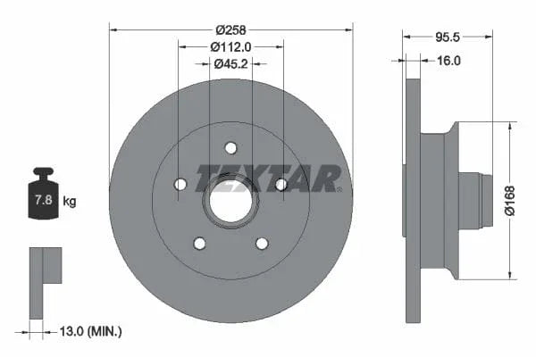 Textar Front Brake Disc Solid 92053000 258mm - image 3