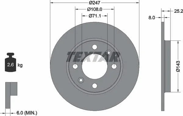 Textar Rear Brake Disc Pro Solid 92055003 247mm - image 4