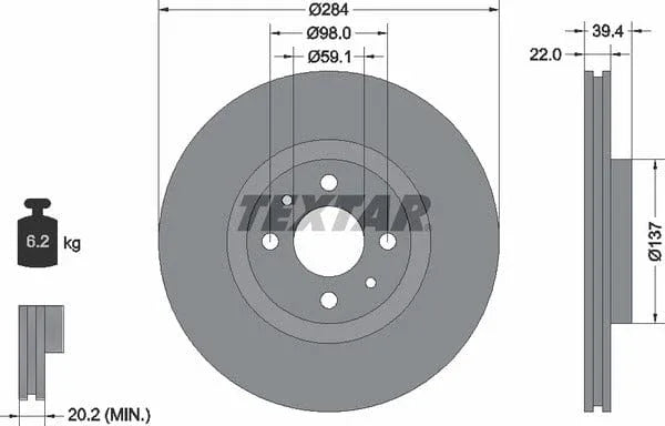 Textar Front Coated Brake Disc Pro Vented 92055203 284mm - image 4