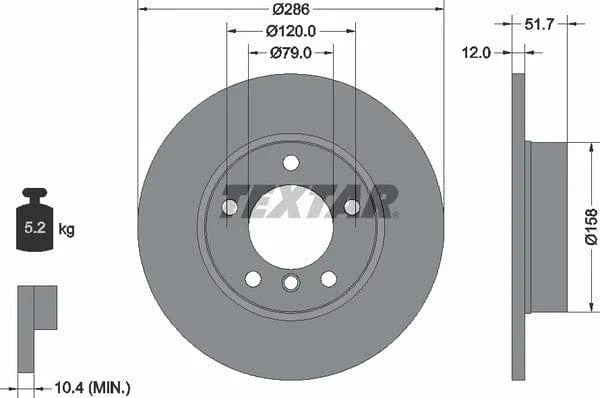 Textar Front Coated Brake Disc Pro Solid 92055503 286mm - image 4