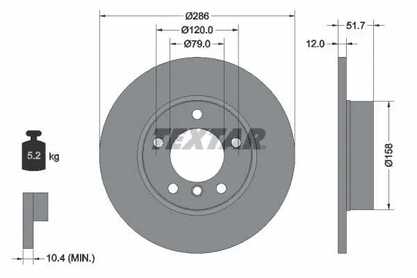 Textar Front Coated Brake Disc Pro Solid 92055503 286mm - image 3
