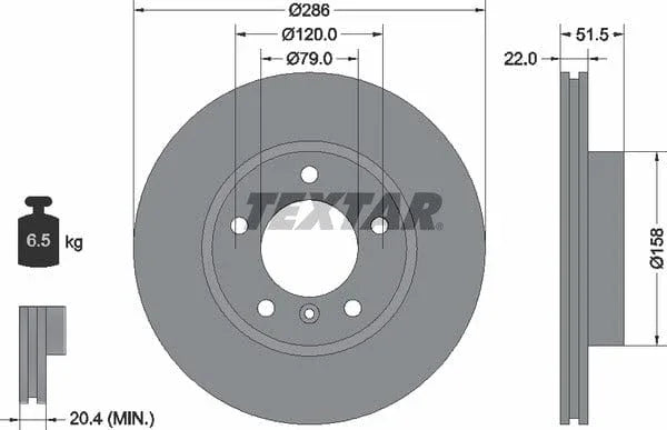 Textar Front Coated High-Carbon Brake Disc Pro+ Vented 92055605 286mm - image 4