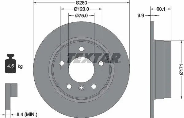 Textar Rear Brake Disc Pro Solid 92055703 280mm - image 4