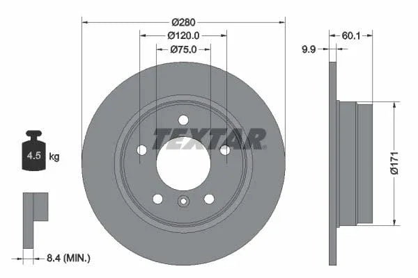 Textar Rear Brake Disc Pro Solid 92055703 280mm - image 3