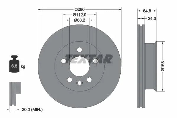 Textar Front Brake Disc Vented 92056000 280mm - image 3