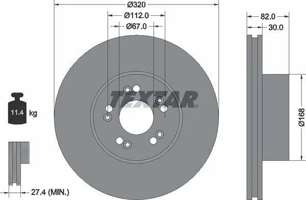 Textar Front Brake Disc Vented 92056600 320mm - image 4