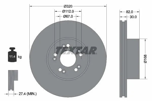 Textar Front Brake Disc Vented 92056600 320mm - image 3