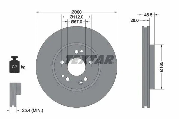 Textar Front Brake Disc Vented 92057900 300mm - image 3