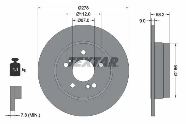 Textar Rear Brake Disc Solid 92058000 278mm - image 3