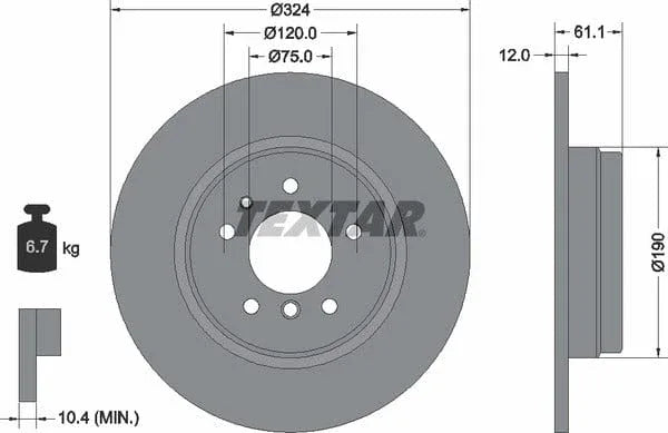 Textar Rear Brake Disc Solid 92058400 324mm - image 4