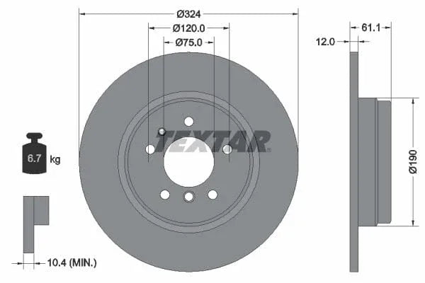 Textar Rear Brake Disc Solid 92058400 324mm - image 3
