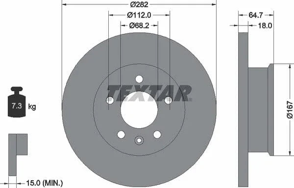 Textar Front Brake Disc Solid 92058500 282mm - image 4