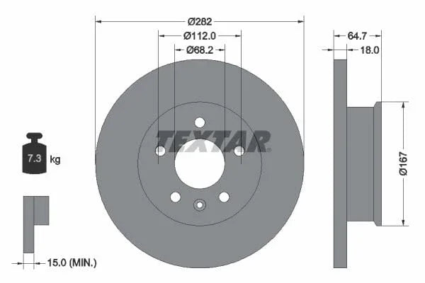 Textar Front Brake Disc Solid 92058500 282mm - image 3