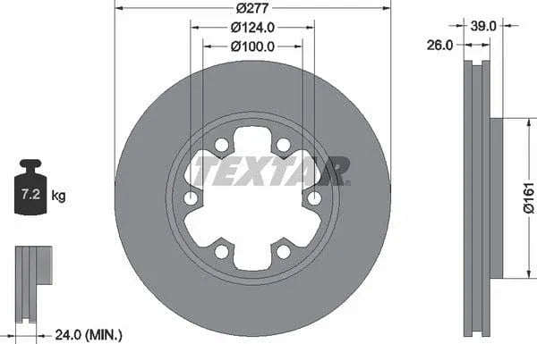 Textar Front Brake Disc Vented 92059000 277mm - image 4
