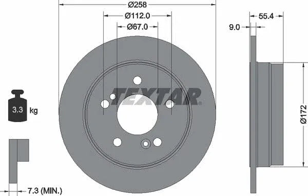 Textar Rear Brake Disc Pro Solid 92059503 259mm - image 4