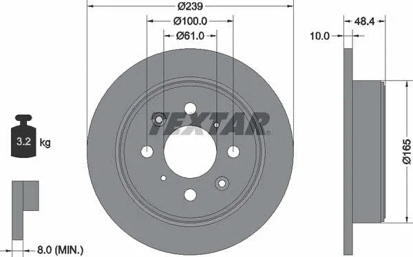 Textar Rear Brake Disc Solid 92060800 239mm - image 4