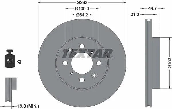 Textar Front Coated Brake Disc Pro Vented 92060903 262mm - image 4
