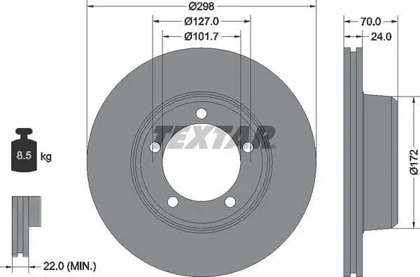 Textar Front Brake Disc Vented 92061300 298mm - image 4